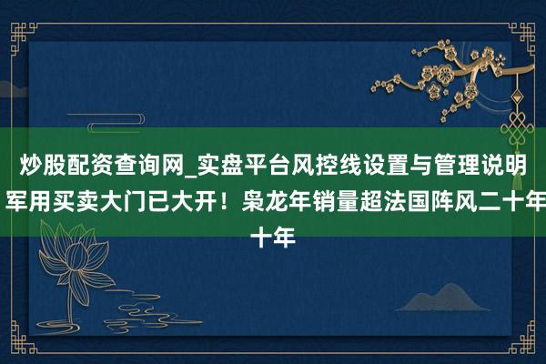 炒股配资查询网_实盘平台风控线设置与管理说明 军用买卖大门已大开！枭龙年销量超法国阵风二十年