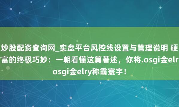 炒股配资查询网_实盘平台风控线设置与管理说明 硬人想维：财富的终极巧妙：一朝看懂这篇著述，你将.osgi金elry称霸寰宇！